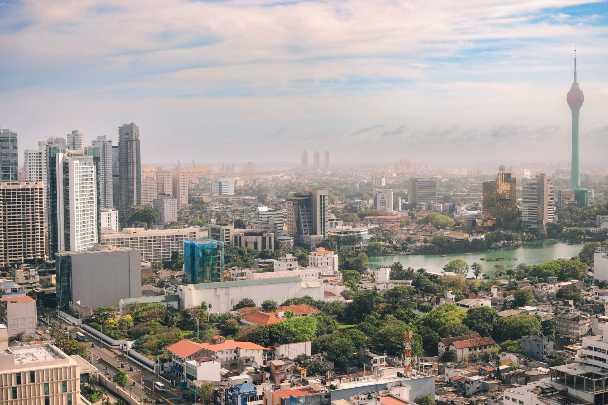 Colombo city skyline with modern skyscrapers and coastal views