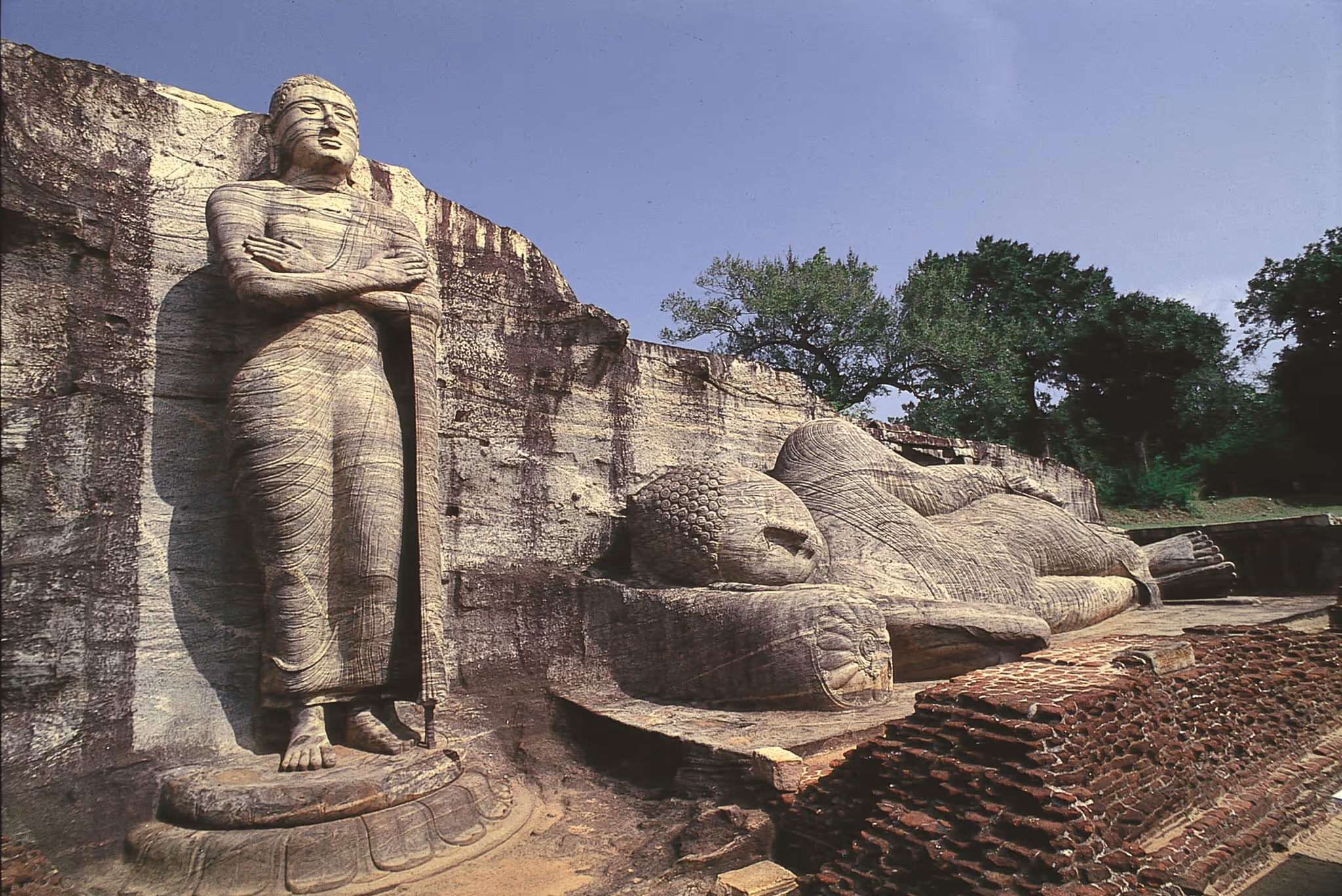 The seated Buddha statue at Gal Vihara in the ancient city of Polonnaruwa
