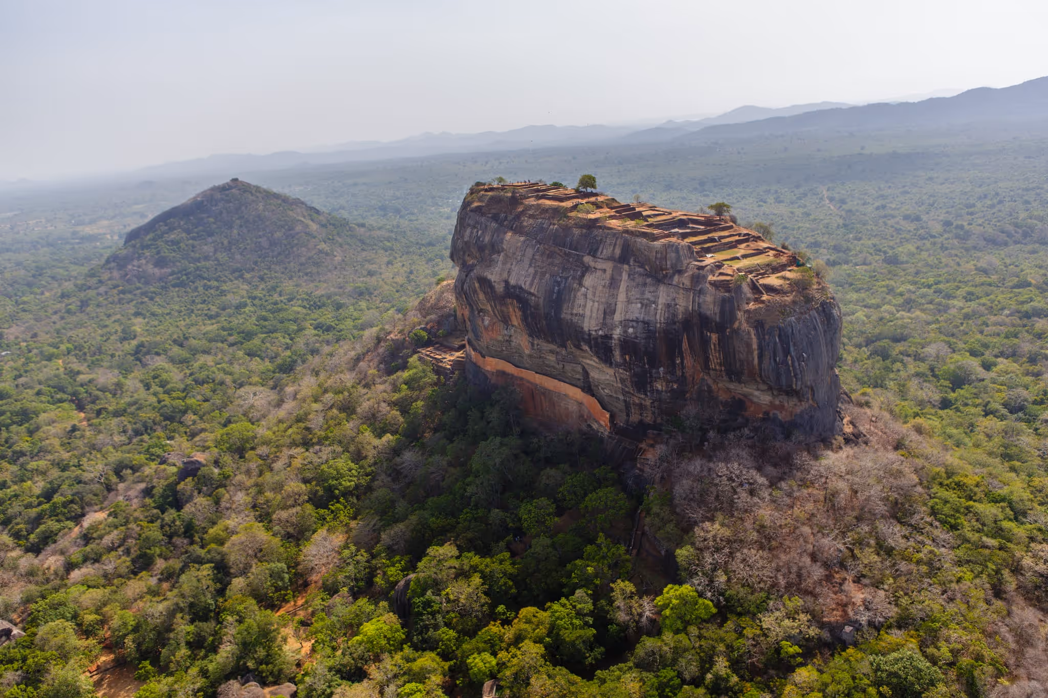 View from the summit of Sigiriya Rock Fortress overlooking the surrounding landscape